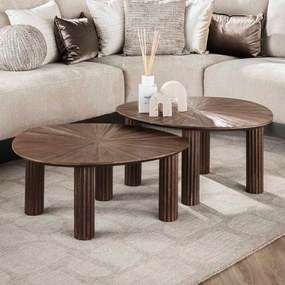 Salontafel Set Bruin Teakhout 2-delig - 75 X 61cm.