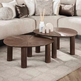 Salontafel Set Bruin Teakhout 2-delig - 75 X 61cm.