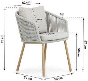 Tuinset 4 personen 180 cm Aluminium/rope Grijs Lifestyle Garden Furniture Bloom/Bloom