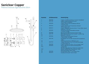 Saniclear Copper inbouw regendouche met 20cm hoofddouche, plafondarm en glijstang geborsteld koper