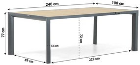 Tuinset 6 personen 240 cm Aluminium/teak Grijs Lifestyle Garden Furniture Marseille/Borello