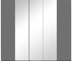Goossens Kledingkast Easy Storage Ddk, Kledingkast 253 cm breed, 220 cm hoog, 2x glas draaideur en 3x spiegel draaideur midden