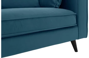 Goossens Bank Suite blauw, stof, 3-zits, elegant chic met ligelement links