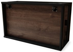 LUSSO Bruin Eiken/Zwart Mat - MODERNE SALONTAFEL MET VERHOOGD BLAD + OPBERGRUIMTE + SCHAP (OP WIELEN!)