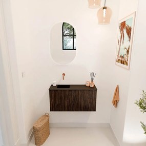 Mondiaz Joya 80cm toiletmeubel walnut met wastafel faye links zonder kraangat urban