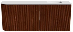Mondiaz Joya 100cm toiletmeubel ronding links ruby met wastafel faye rechts 1 kraangat talc