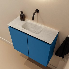 Mondiaz Ture DLux toiletmeubel 60cm jeans met wastafel opalo midden zonder kraangat