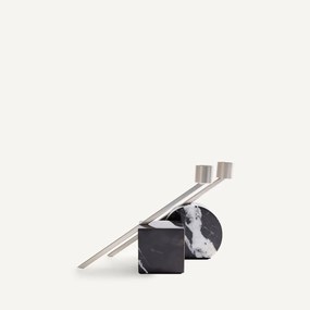 Set van 2 marmeren kandelaars, hoogte 12,6 cm, SEBASTIANO