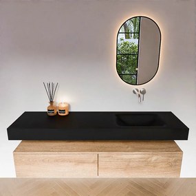Zaro Alan badmeubel 170cm washed oak 2 lades met vrijhangende wastafel cloud rechts zonder kraangat urban