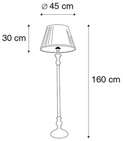 Smart vloerlamp met dimmer grijs met plissé kap wit incl. Wifi A60 - Classico Retro E27 rond Binnenverlichting Lamp