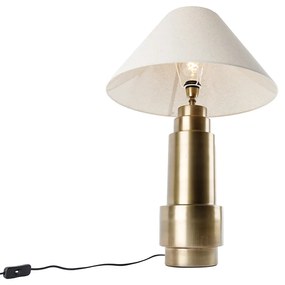 Tafellamp brons stoffen kap beige 55 cm - Bruut Art Deco E27 rond Binnenverlichting Lamp