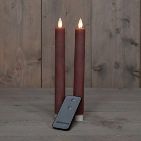 Anna's Collection - Led dinerkaars - roze - H 23cm - set van 2 stuks - met afstandsbediening
