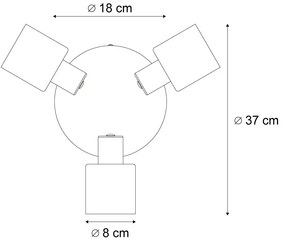 Moderne plafondlamp zwart met smoke glas rond 3-lichts - Cilin