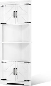VEVOR Hoekkast met 6 planken, Multifunctionele kast (171 cm hoog) met 4 houten deuren en verstelbare planken, Vrijstaande keukenkast voor woonkamer/wasruimte, Wit