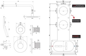 Brauer Black Carving complete inbouw regendouche set 09 met 20cm douchekop, gebogen muurarm en 3 standen handdouche mat zwart