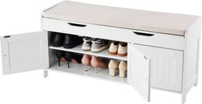 VEVOR Schoenenrekbank (1050 x 350 x 503 mm), Halbank met opbergruimte, zitkussen en 3 compartimenten, Schoenenrek (draagvermogen 113,4 kg), voor Voordeur, Hal, Woonkamer, Slaapkamer, Zwart