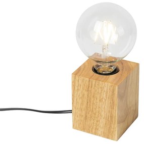 Landelijke tafellamp hout naturel - Bloc Landelijk E27 kubus / vierkant Binnenverlichting Lamp