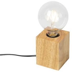 Landelijke tafellamp hout naturel - Bloc Landelijk E27 kubus / vierkant Binnenverlichting Lamp