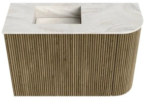 Mondiaz Joya DLux 60cm toiletmeubel ronding rechts dusk met wastafel faye links zonder kraangat ostra