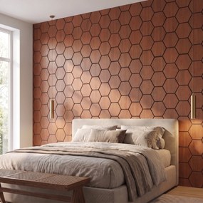 Hexagon Panel Gerookt Eiken 81CM | Akoestisch | Wanddecor | Zeshoekig