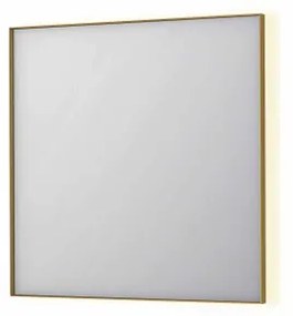 INK SP32 spiegel - 80x4x80cm rechthoek in stalen kader incl indir LED - verwarming - color changing - dimbaar en schakelaar - geborsteld mat goud 8410042
