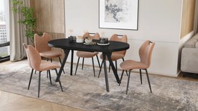 Mazzoni EXPANSO Zwart mat / zwarte poten - OVALE UITSCHUIFTAFEL 160-360 cm VOOR 16-18 PERSONEN