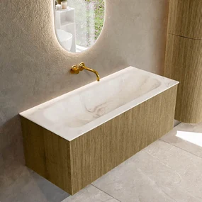 Mondiaz Kurve-dlux 110cm badmeubel dusk met 1 lade en wastafel big medium midden zonder kraangat frappe