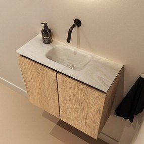 Mondiaz Ture DLux toiletmeubel 60cm washed oak met wastafel ostra midden zonder kraangat