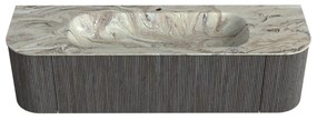 Mondiaz Kurve-dlux 160cm badmeubel ronding links/rechts shadow met 1 lade en 2 deuren en wastafel big medium midden 1 kraangat glace