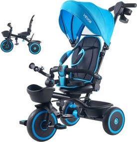 VEVOR driewieler voor kinderen van 1 tot 5 jaar, loopfiets met duwstang, opklapbare zonnekap, verstelbare zitting en opbergmand, kinderdriewieler als cadeau voor jongens en meisjes, blauw+zwart