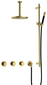 Hotbath Cobber IBS70 inbouwdouche met 15cm plafondbuis en glijstang geborsteld messing PVD