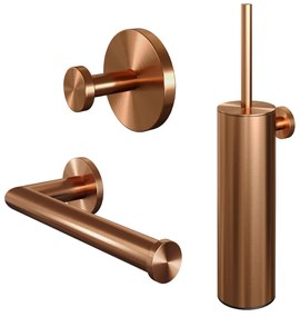 Brauer Copper Edition set met handdoekhaak, toiletrolhouder en toiletborstelset koper geborsteld PVD