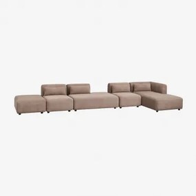 Modulaire Hoekbank Met Chaise Longue Rechts, 4-delig Met Divan En Poef Fogler Corduroy Kameelbruin - Sklum
