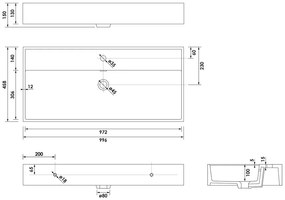 Brauer Gravity enkele wastafel mineraalmarmer 100cm met 1 kraangat wit glans