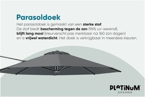 Platinum Voyager ronde zweefparasol T1 3 m. - Antraciet met voet en hoes