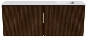 Mondiaz Joya 100cm toiletmeubel walnut met wastafel faye rechts 1 kraangat talc