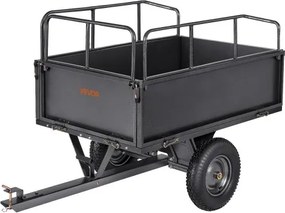 VEVOR Dump Trailer, 272 kg capaciteit, ATV UTV Transport Trailer, Pull-Along Kipper met 40,64 cm banden, Handtrek of voetpedaal, Yard Trailer voor grasmaaiers en tractoren