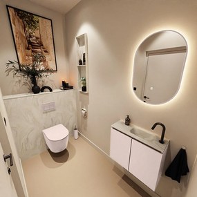 Mondiaz Ture DLux toiletmeubel 60cm rosee met wastafel ostra rechts met kraangat