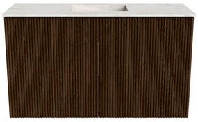Mondiaz Joya DLux 70cm toiletmeubel walnut met wastafel faye midden 1 kraangat ostra