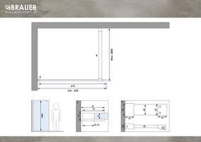 Brauer Brushed Season inloopdouche helder glas 70x200 met muurprofiel RVS-kleurig geborsteld