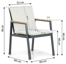 Tuinstoel Aluminium/teak Grijs-antraciet Hartman Lino