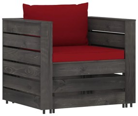 vidaXL 2-delige Loungeset met kussens grijs geïmpregneerd hout