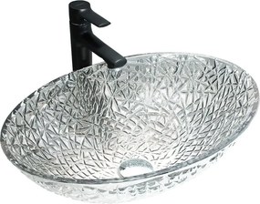 Mexen Goa glazen opbouw wastafel 50 x 36 cm, transparant - 24085000