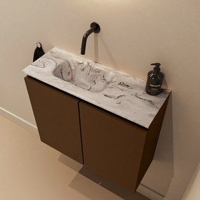 Mondiaz Ture DLux toiletmeubel 60cm rust met wastafel glace links zonder kraangat