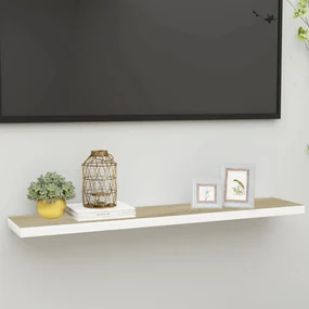 vidaXL Wandschap zwevend 120x23,5x3,8 cm MDF eikenkleurig en wit