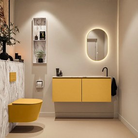 Mondiaz Ture DLux toiletmeubel 120cm ocher met wastafel glace rechts met kraangat