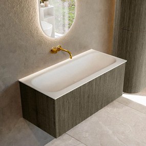 Mondiaz Kurve 100cm badmeubel shadow met 1 lade en wastafel big medium midden zonder kraangat