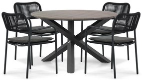 Tuinset Ronde Tuintafel 4 personen 125 cm Aluminium/rope Grijs Coco Penya/Ancona