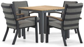 Tuinset 4 personen 90 cm Aluminium/teak Grijs Osmen Midura/Mazzarino