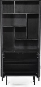 Zwarte Boekenkast Met Latjes - 96x37x200cm.